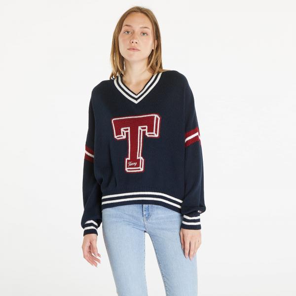 Svetr Tommy Jeans Letterman Sweater Blue XS